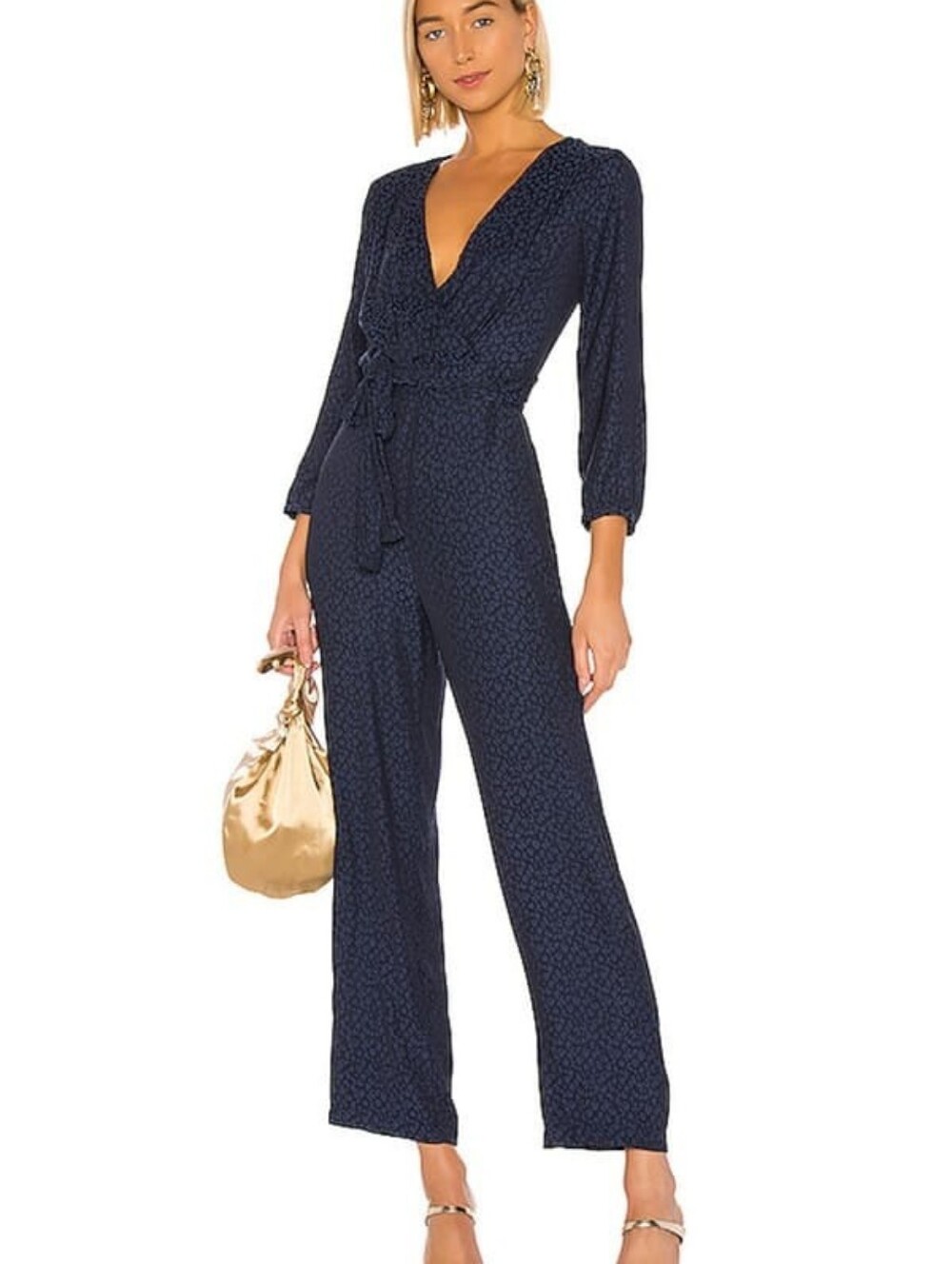 Front Tie Waist Jumpsuit in Blue Night 1. STATE Size 12